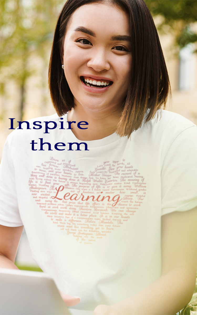 storied affect teacher shirt. heart shaped word art with the title learning running through it