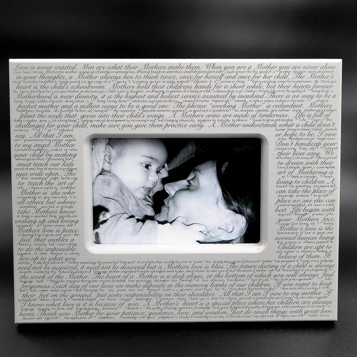 Storied Affect original gift, son to mother frame, quotes about mom, with backgroud